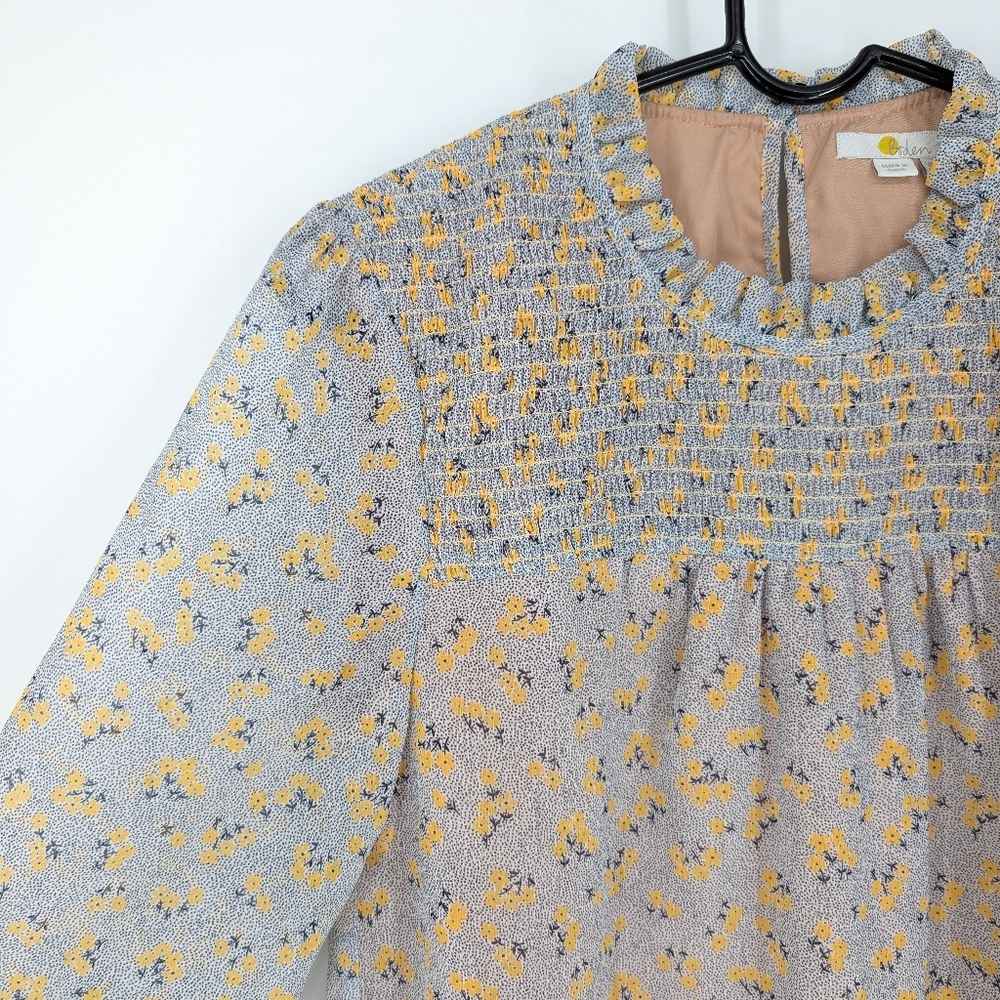 Boden Janie Shirred Floral Long Sleeve Blouse - Picture 5 of 9
